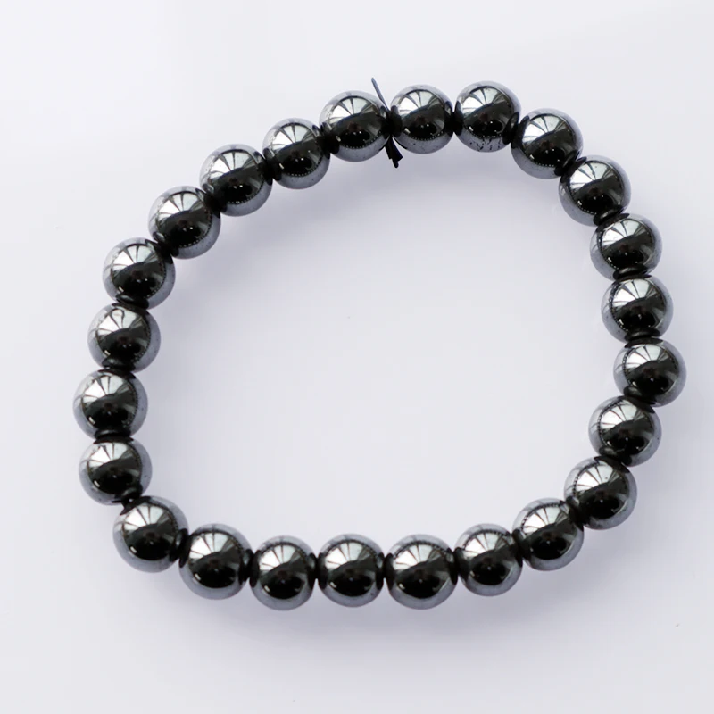 

8mm Natural Stone Hematite Beads Bracelet Elastic Yoga Round Beads Crystal Bracelet Bangle Unisex