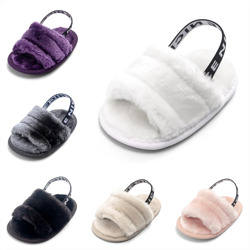 

Summer Baby Girl Slipper Sandals Breathable fashion Kids Fur Shoes Simple Elastic Sandals Princess Baby dress shoes B1, As photo