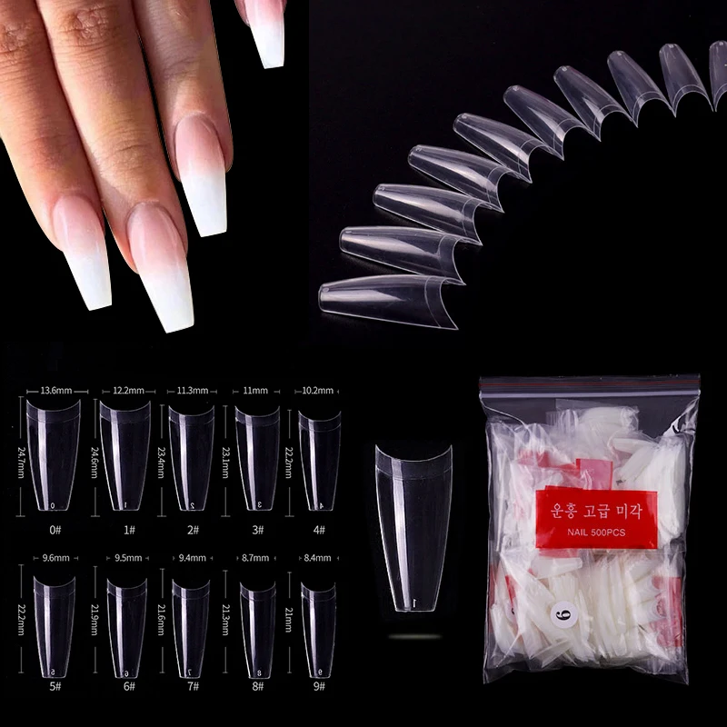 

500Pcs/Lot Nails Salon T Shape False Nails Tips Manicure Artificial White/ Clear, Transparent/natural