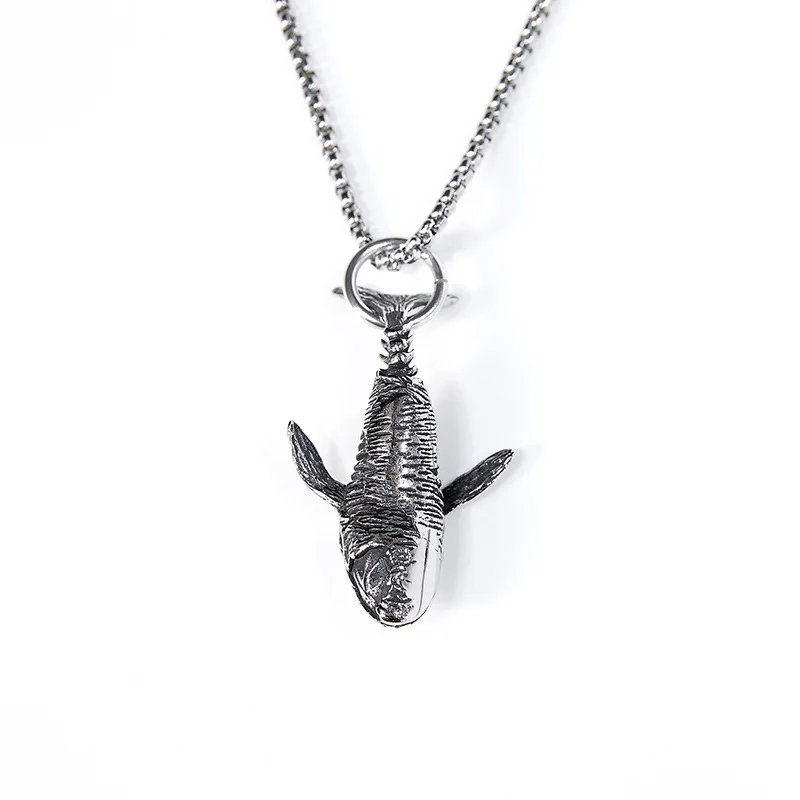 

High Quality Men's Stainless Steel Shark Pendant Jewelry Men's And Women's Fish Shaped Necklace, Picture