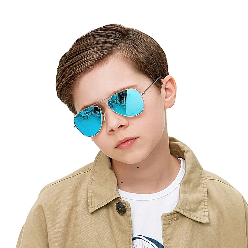 

DCOPTICAL 2021 New Fashion Italy Pilot Mirror Lenses Double Bridge Retro Sun Glasses Kids Boys Girls Sunglasses