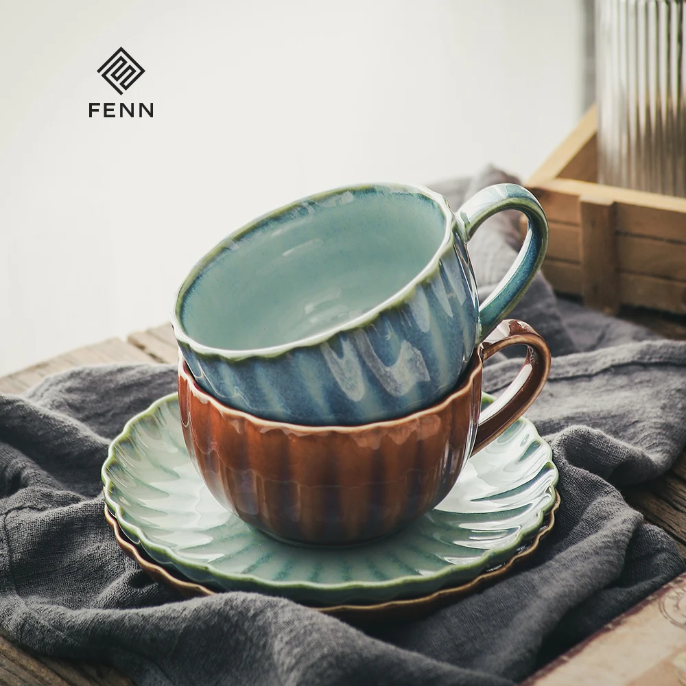 product fenn top popular retro ceramic 250ml fambe begonia wholesale vintage tea coffee cup and saucer gift set custom-59