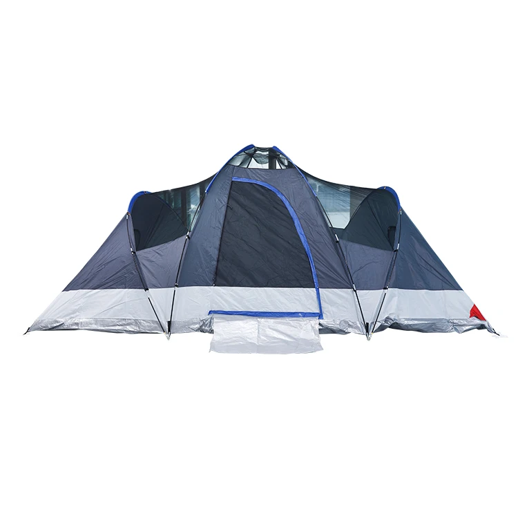 

discount indian family dome outdoor camping tents 8 persons waterproof with Screened In Porch, Black/blue/green