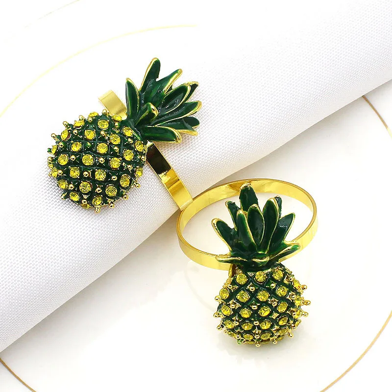 

Tropical Napkin Rings Napkin Holders for Dinning Table Decor Pineapple Green Gold Napkin Rings for Party Table Decoration HWD12