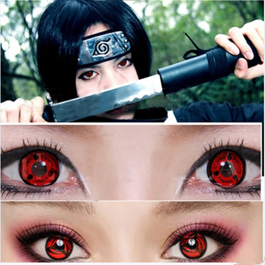 Realcon Cheap Price Red Cosplay Halloween Crazy Naruto Sharingan Contact Lens Sharingan Lenses