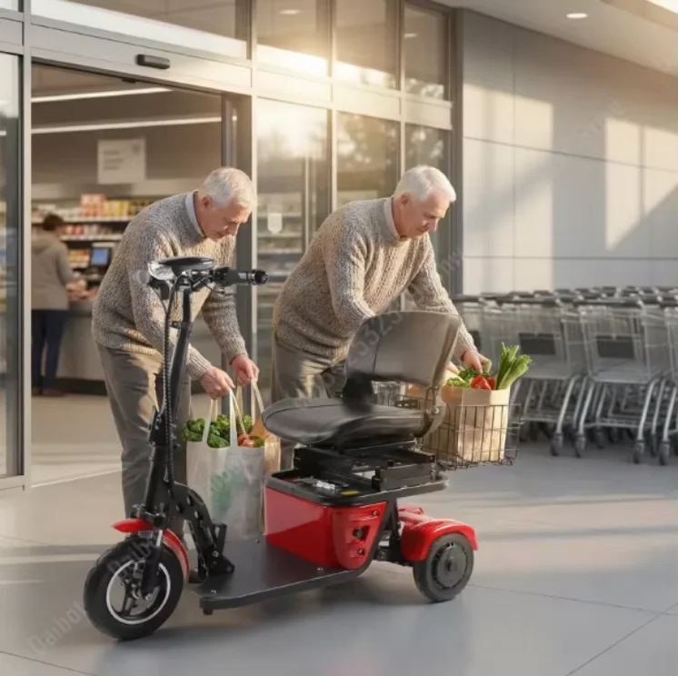 250W*2 36V Lightweight Foldable Mobility Scooter Electric Tricycle for Elderly Removable Battery Dual Motor 35-40km Range