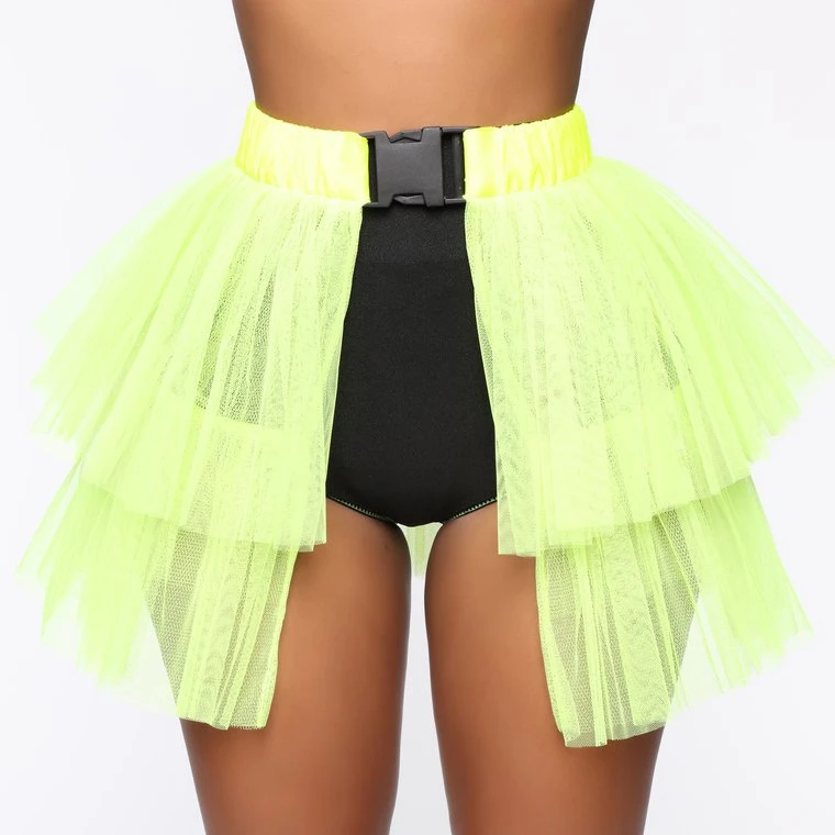 

Women Mesh Tulle High Waist Tutu Skirt Split Bubble Dance Skirts Casual Mini Skirt, 4 colors or custom