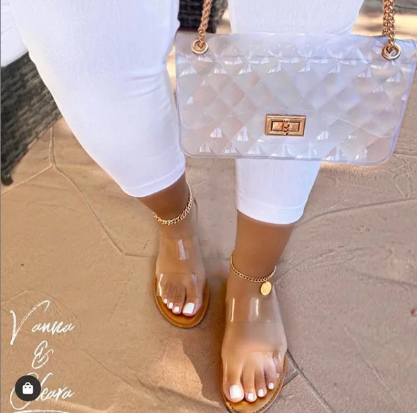 

PDEP 2021 new fashion summer Jelly Handbag for women Matching Slippers african shoes and bags to match, As picture
