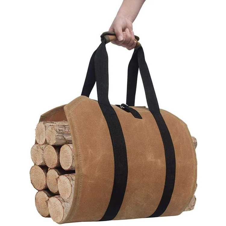 

Fireplace Carrier Waxed Firewood Canvas Log Carrier Tote Bag Outdoor Log Tote Large Wood Carrying Bag