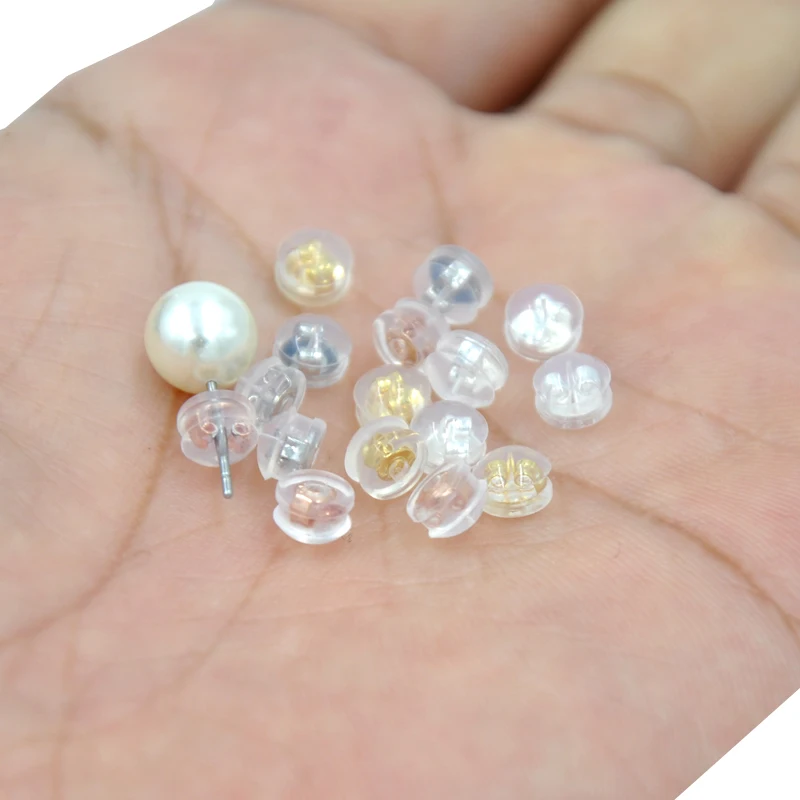 

Silver silicone earrings plastic earplugs G18k golden transparent plastic coating earplugs diy earrings jewelry accessories whol, As shown