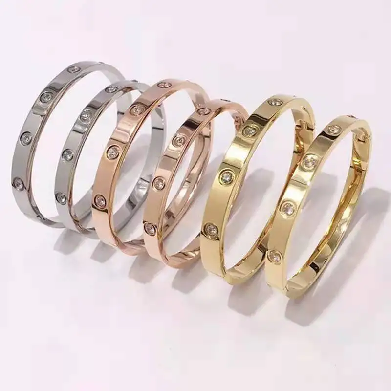 

Wholesale fashion brands jewelry 316L stainless steel bracelet rhinestone bracelet quality bracelet