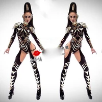 

Nightclub bar new futuristic black technology female warrior costume singer gogo DS dance clothes for show performance set