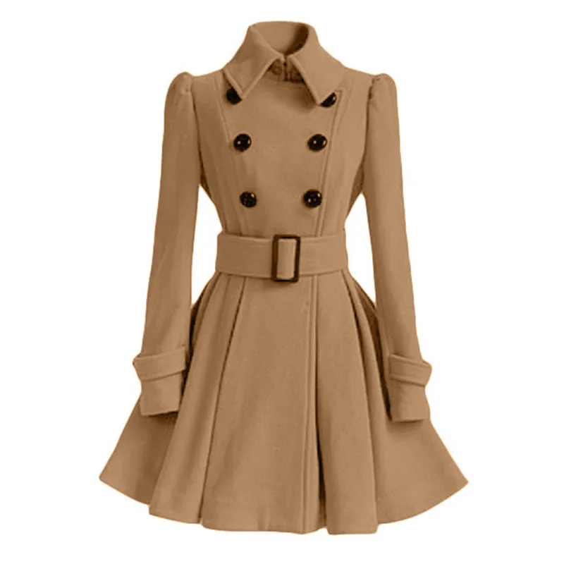 

Hot Selling Fashion Long Lamb Wool Cashmere Winter Women Wool Trench Coat Long Trench Coat for Women