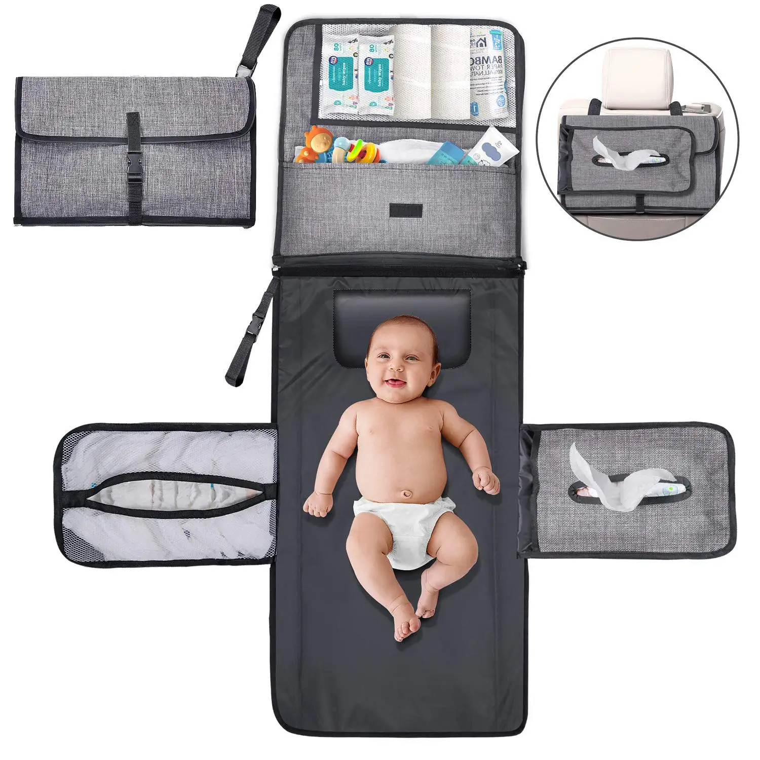 

CPSIA Certified High Quality Infant Waterproof Baby Changing Mat Portable, Black