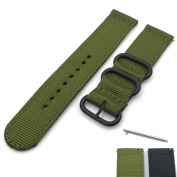

multi color nylon canvas quick release wrist watch band watch strap, Black olive