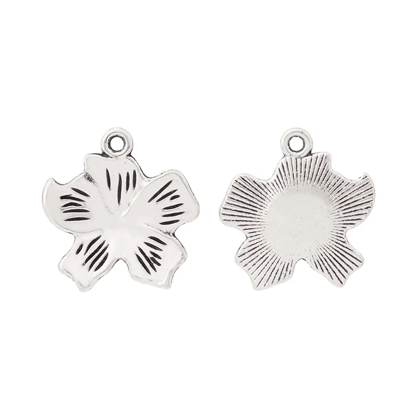 

Tibetan Silver Flower Charms Pendants for Necklace Bracelet Earring Jewelry Making Accessories, Antique silver