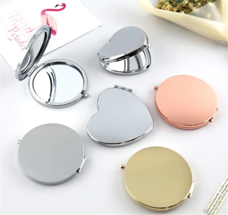 

Hot Selling Portable Vanity Mirror Double-sided Pocket Mirror Round Folding Metal Vanity Mirror, Gold,rose gold,silver