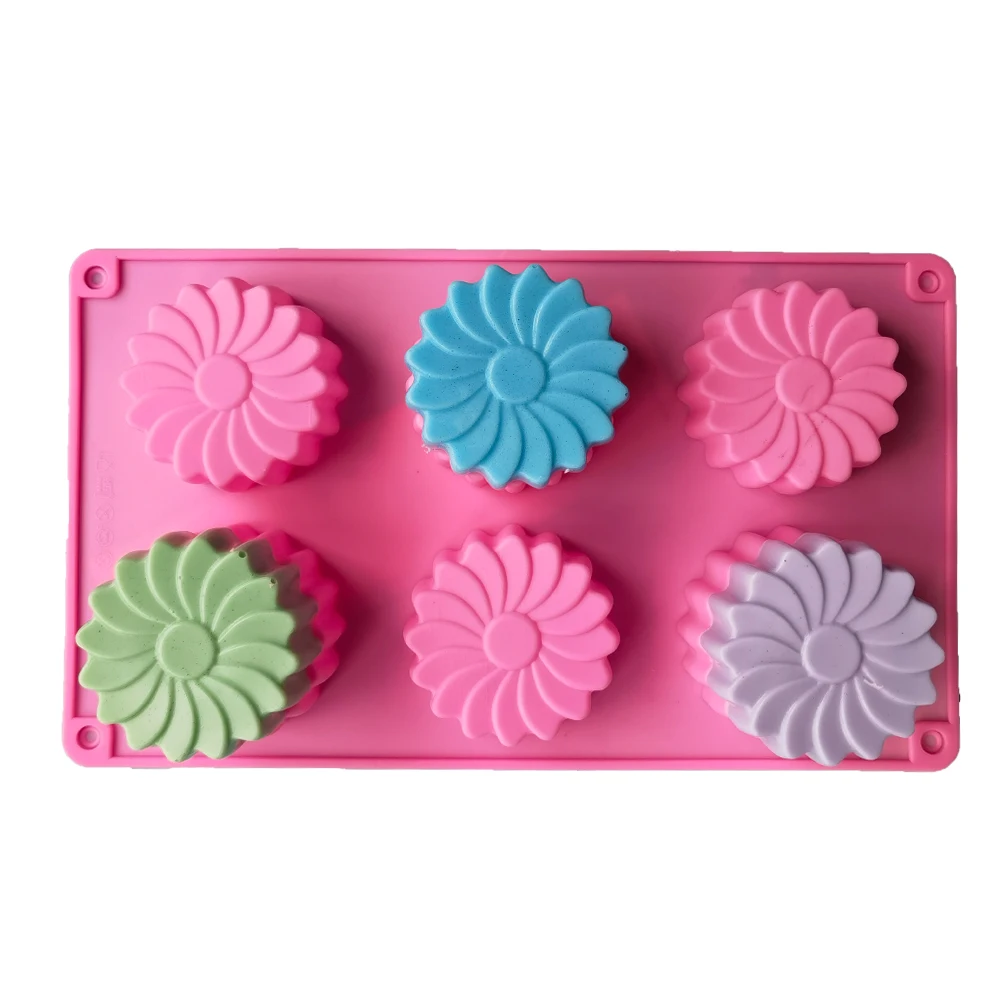 

2022 New Flower Shape Cake Silicone Mold 6 Cavity Cookies DIY Handmade Reuse Baking Tools Decorating Mousse Making Mould