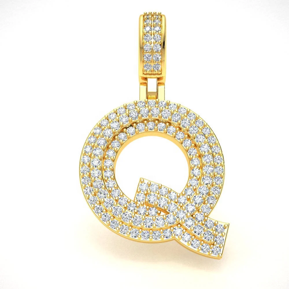 

Iced out hip hop S925 sterling silver moissanite diamond custom letter Q pendant