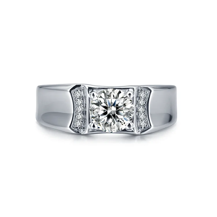 

1 carat pure white moissanite round wedding ring jewelry 925 sterling silver men's diamond ring