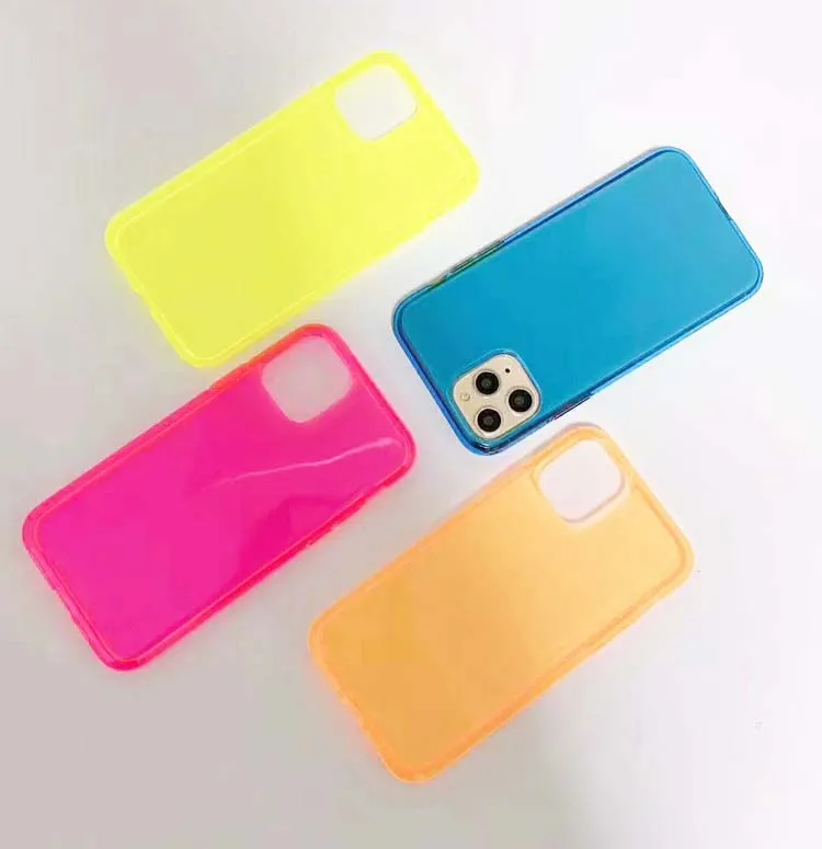 

Fashion style fluorescent color crystal clear 1.5mm soft TPU transparent phone cover case for LG K8 2018 / K9