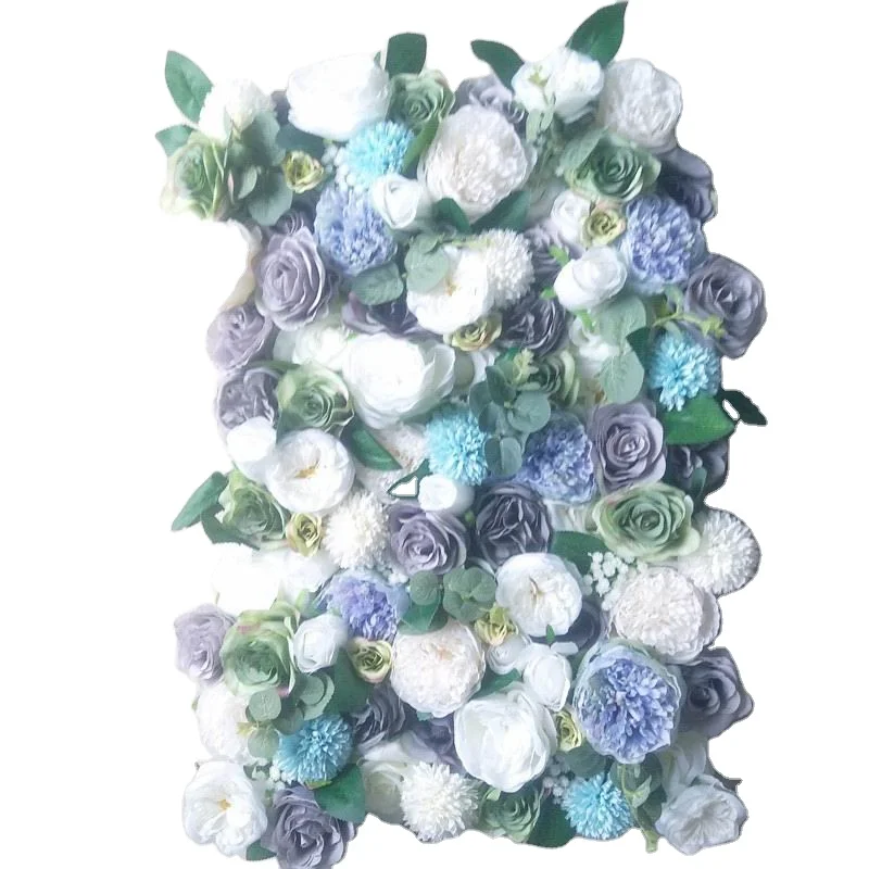 

SPR blue 8ft x 8ft Finished Rose Flower Wall for Wedding occasion party event backdrop decorations arrangement floral, Mix blue