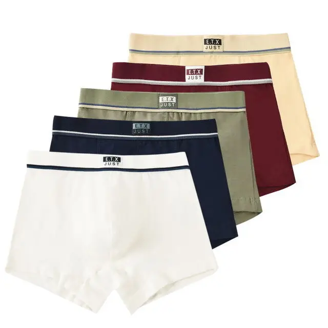

Baby Boy 5 Pieces/set Children's Underwear Cotton Boxer Brief Solid Color