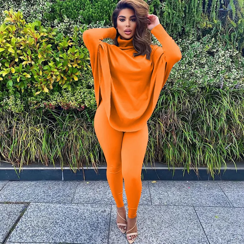 

Fall Clothes for Women 2021 Casual Pink Outfits XS Autumn Ladies Turtleneck Fashion Sweatsuit Solid 2pc Two Piece Sets, Pink,orange,gray,black,rose red