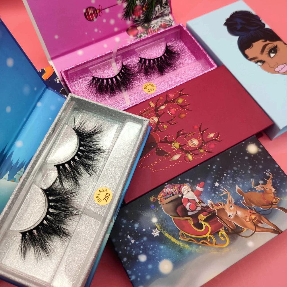 

Free Sample Wispy and Fluffy Eyelashes False Eyelash Packaging 25mm Mink Individual Eyelashes Private Label