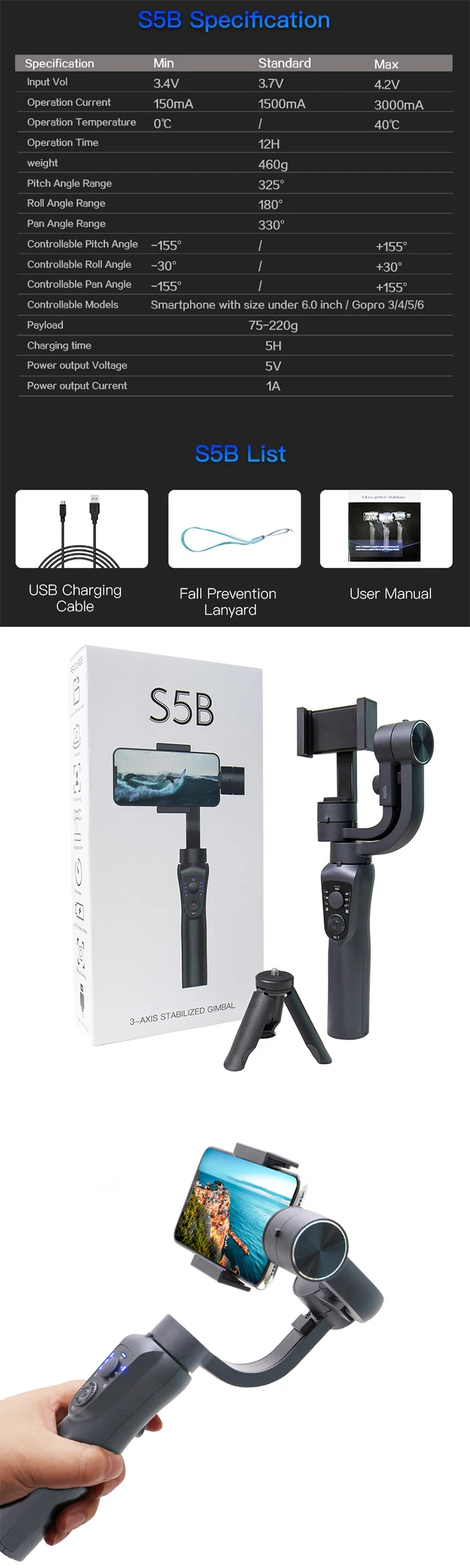 2022 New Mobile Stabilizer Handheld Gimbal For Camera Stabilizer 3 Axis