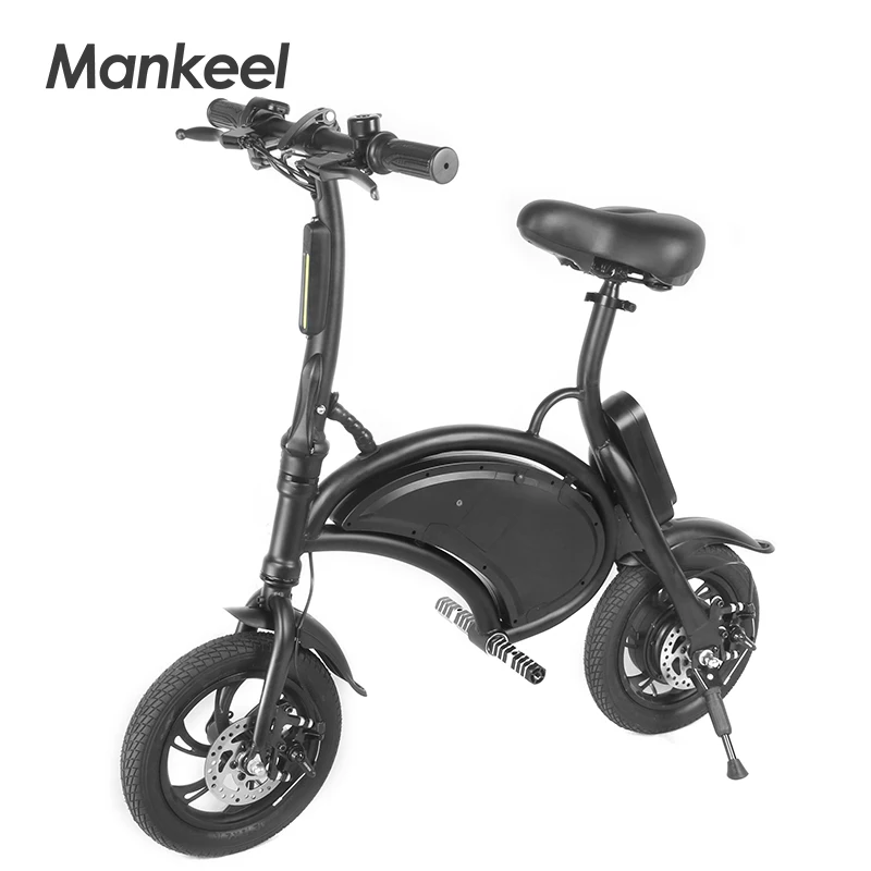 

EU Warehouse Hot selling 2 wheels 12inch foldable lithium battery light e-bike and portable electric bicycle for adult, Black