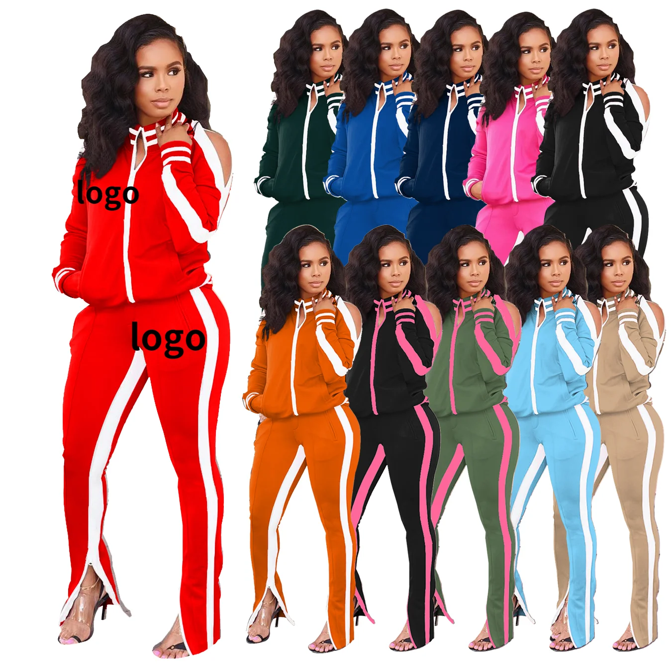 

Custom Wholesale Fall Fashion Long Sleeve Sweatsuit Women Clothing Casual Winter 2021 Outfits Tracksuit Two Pieces Pants Set