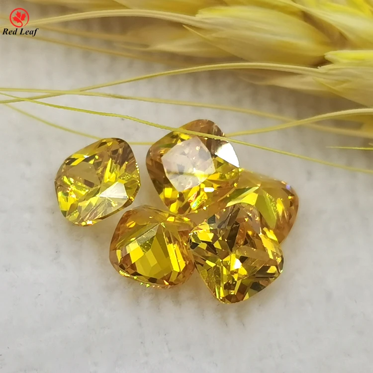 

Wuzhou Loose Stones Square Shape Cubic Zirconia Zircon Synthetic (lab Created) Third Party Appraisal Factory CZ Yellow