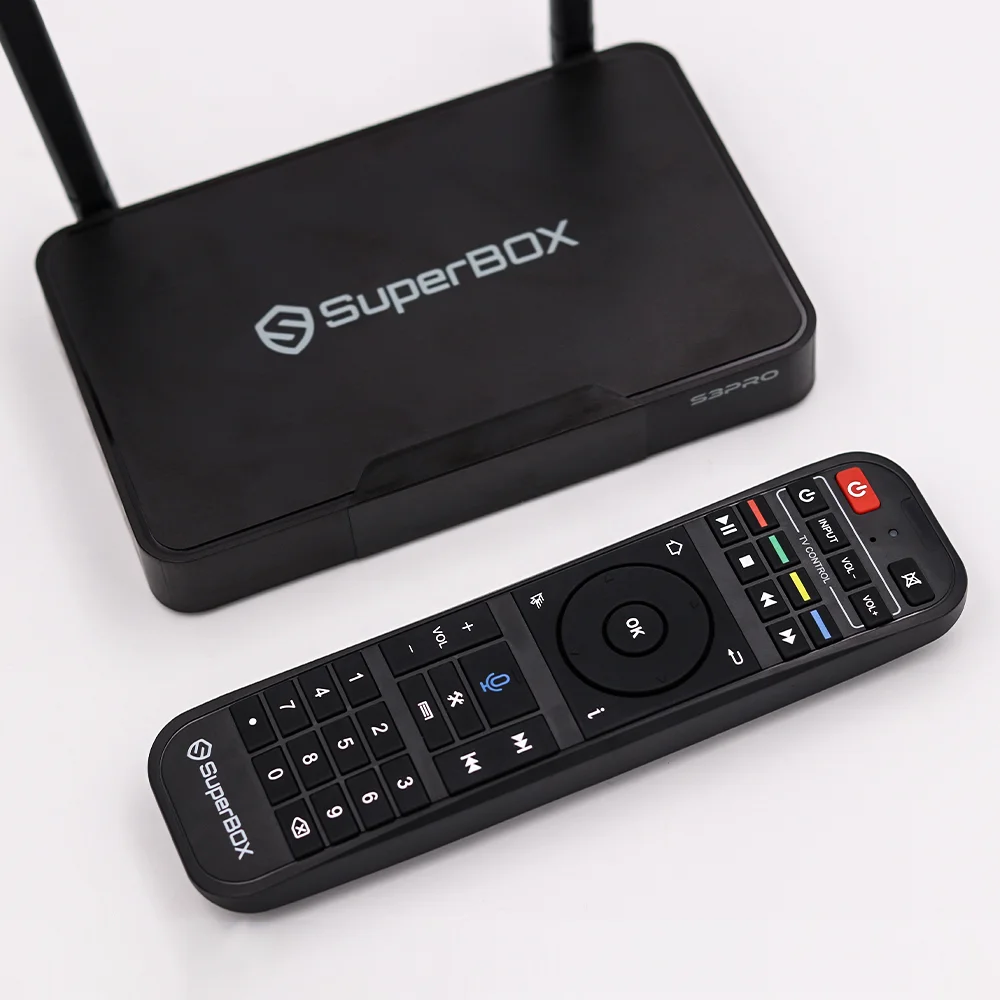 

2021The last English Set Top Box android 9.0, 2GB with 32GB Memories Superbox S3 Pro with free air voice remote control