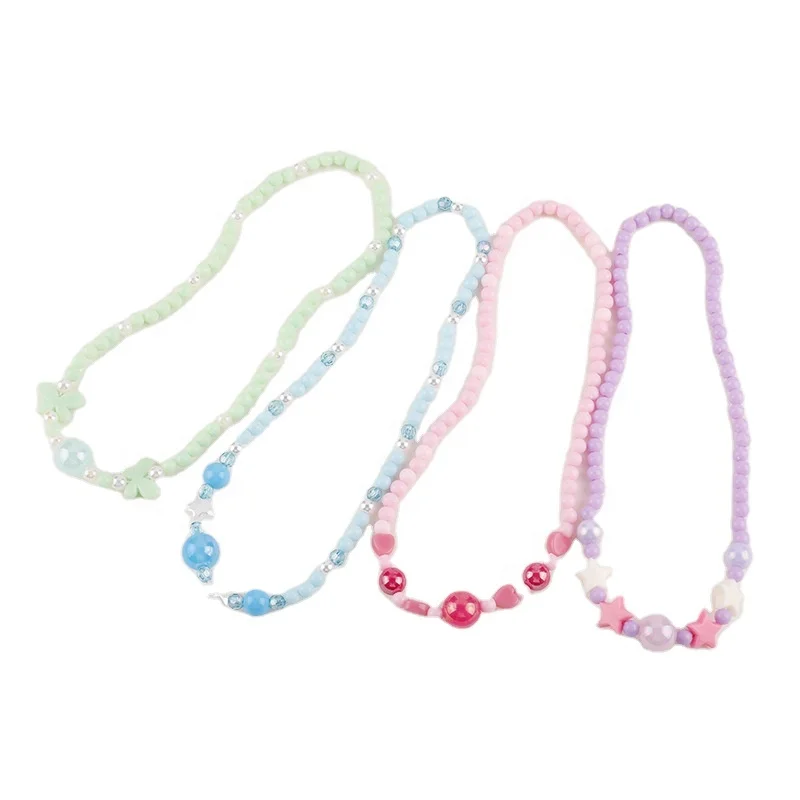 

Amazon Hot Selling Girl Baby Cute Necklace Simple Candy Acrylic Bead Kids Initial Necklace