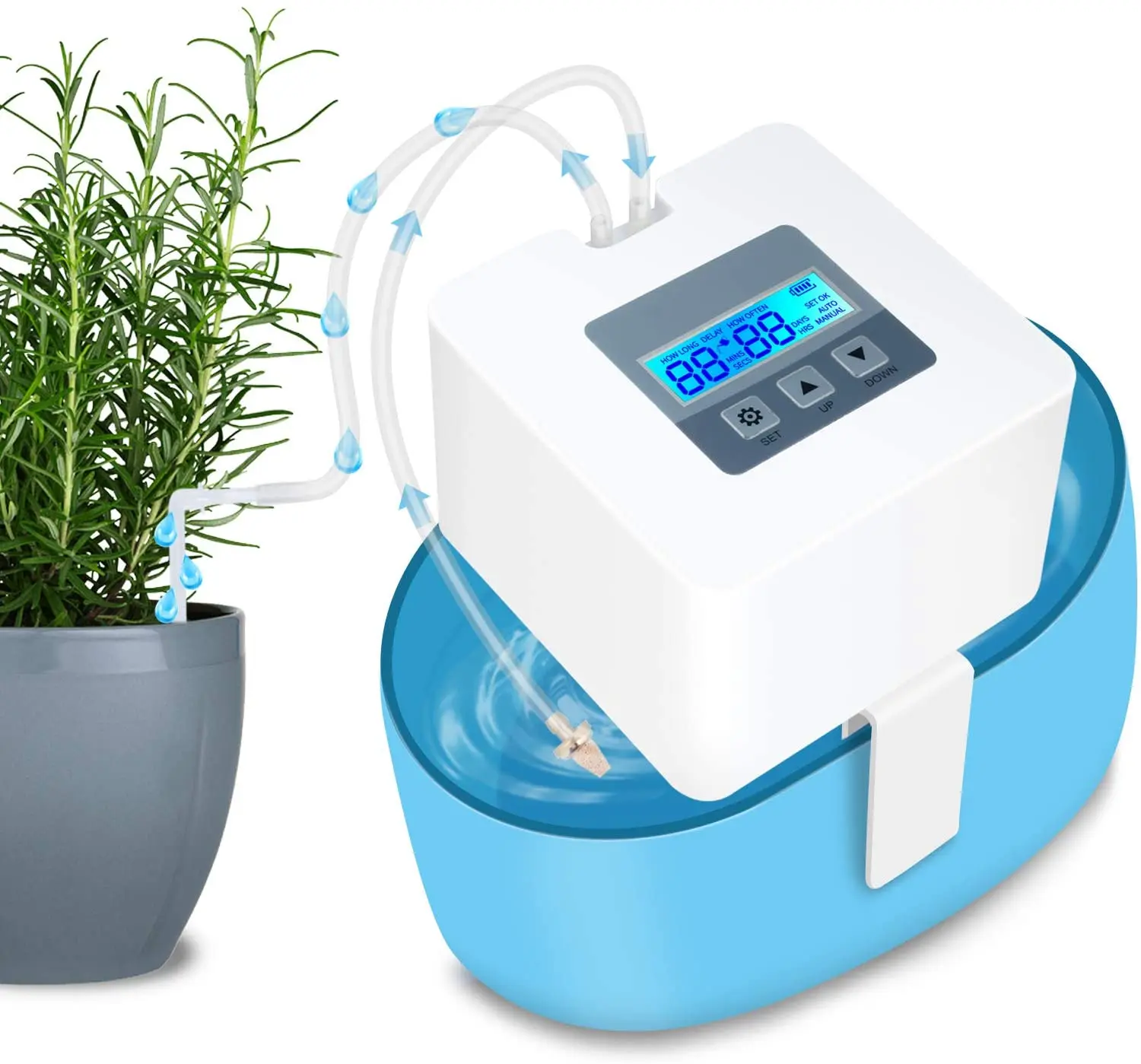 Self Watering System with Timer and USB Power Operation System Auto & Manual Mode Digital Programmable Water Timer for Indoor Garden Potted Plants White Auto DIY Micro Automatic Drip Irrigation Kit 