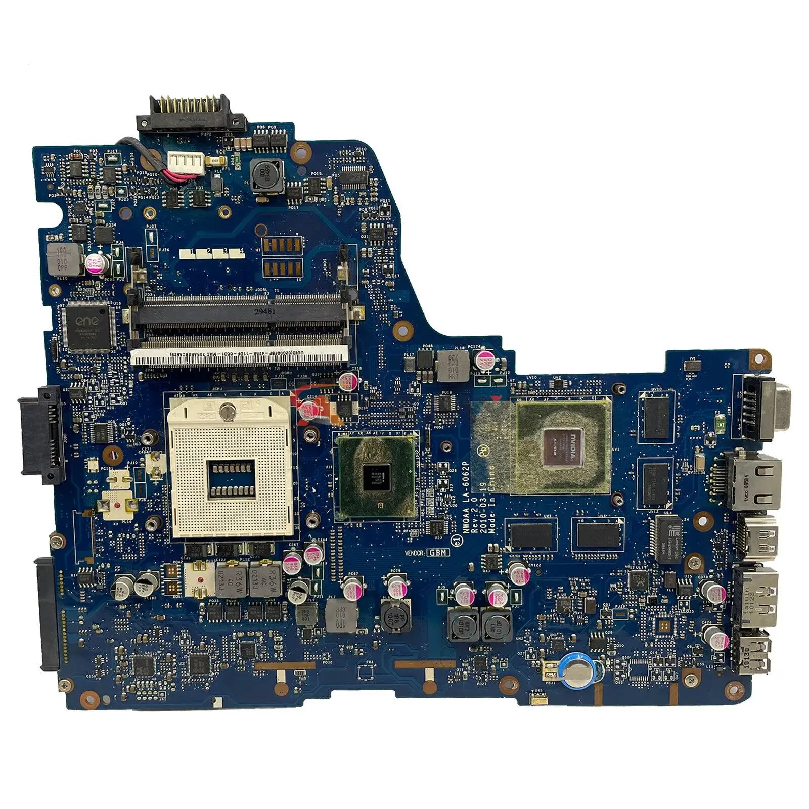 

For TOSHIBA Satellite A660 A665 Laptop Motherboard 3D Version NWQAA LA-6062P K000104430 HM55 GT330M GPU Free CPU