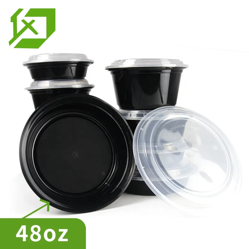 

1450ML large capacity soup container plastic disposable bowl, White black clear
