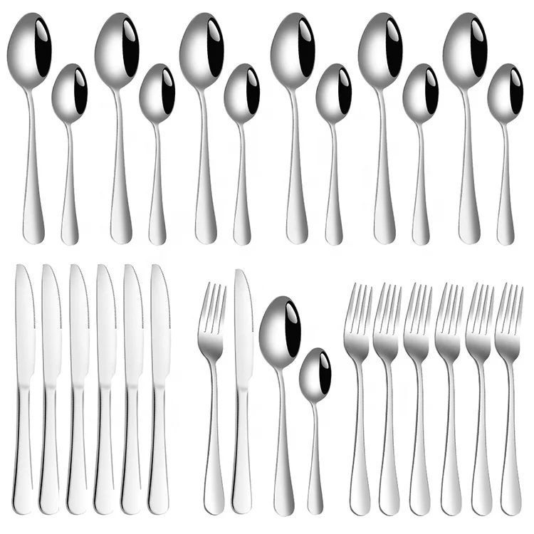 

Classic Family Silverware Party Set Stainless Steel Flatware Set 24pcs Silver Boxed Cutlery Set For 6