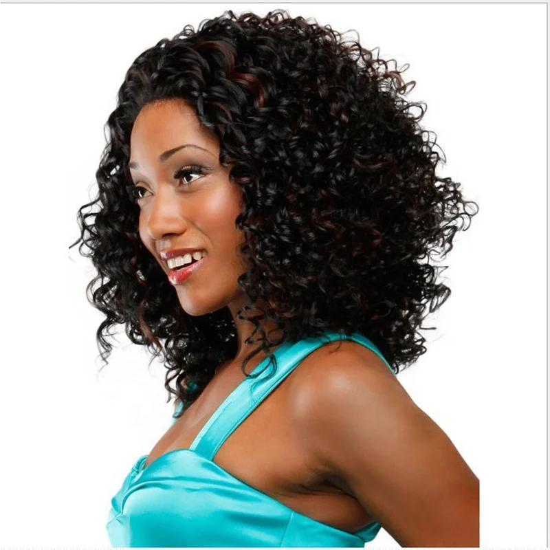 

Hot Sale Black Curly Wig Headgear Synthetic Wigs Fashion Wigs For Ladies, Pics