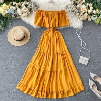 

Newest Popular Women Fashion Off Shoulder Beach Maxi Dress