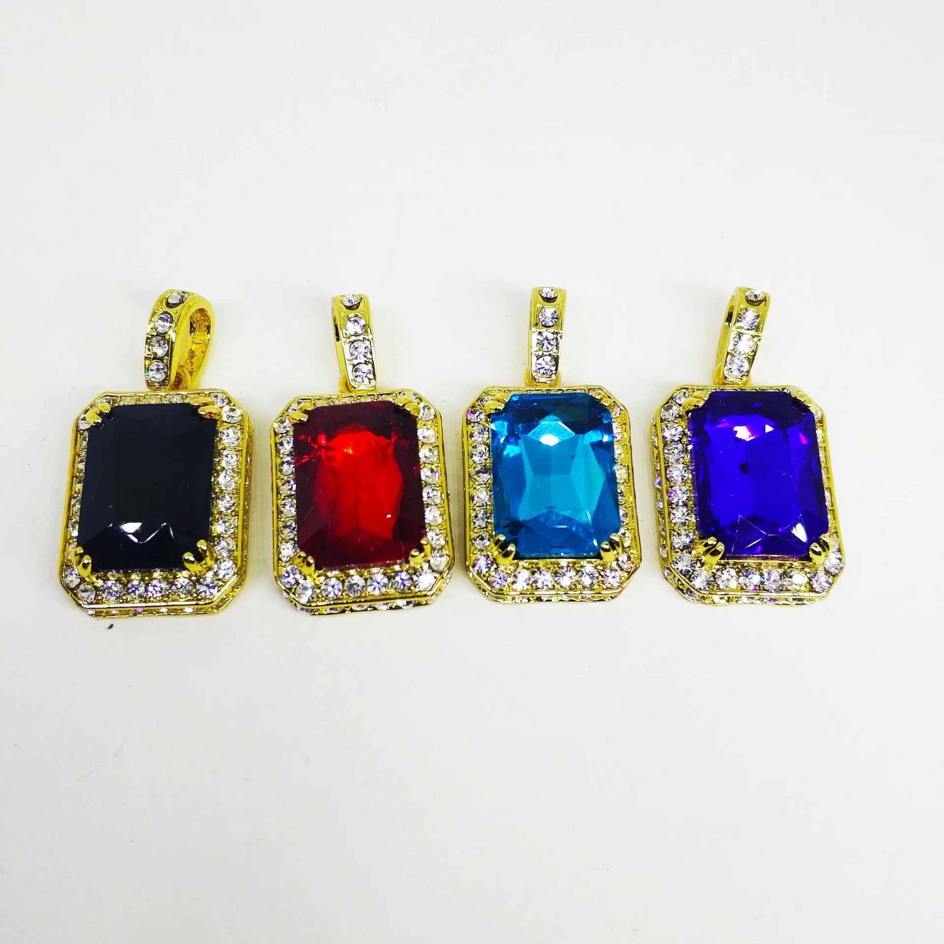 

cheap wholesale high quality hip hop ruby iced out pendant necklace, As pic