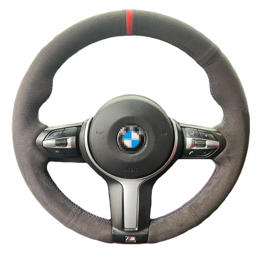 

Hand Sewing Black Soft Suede Steering Wheel Cover for BMW M F87 F80 F30 F25 F35 F32 F33 F07 F10 F11 F45 F46 F13 F15