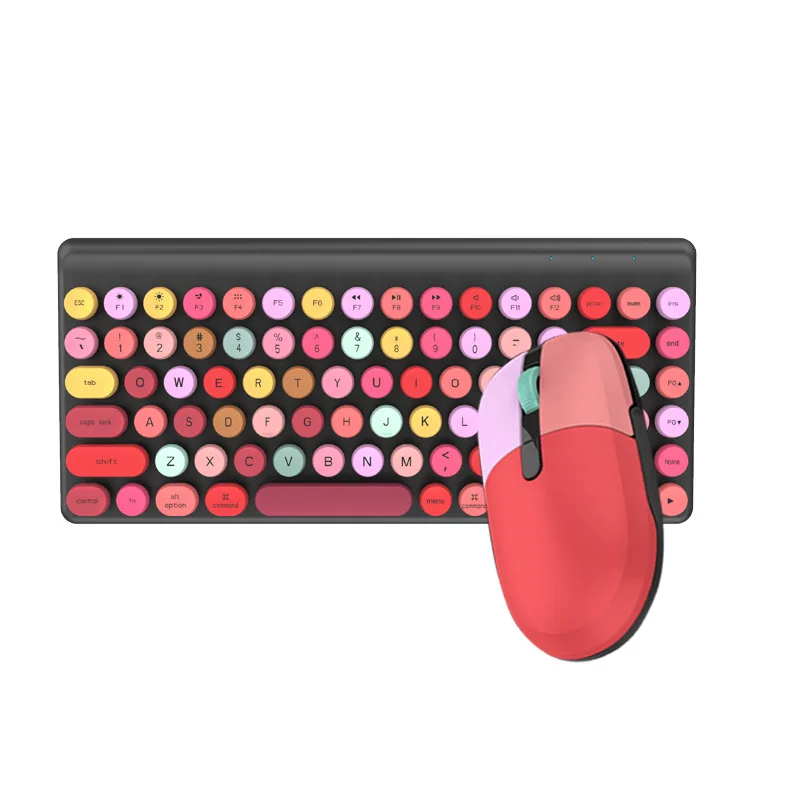 

wireless keyboard and mouse set retro girl lipstick punk keyboard home office, Black or customized
