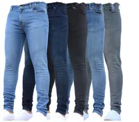

New Mens Pencil Pants 2019 Fashion Men Casual Slim Fit Straight Stretch Feet Skinny Zipper Jeans