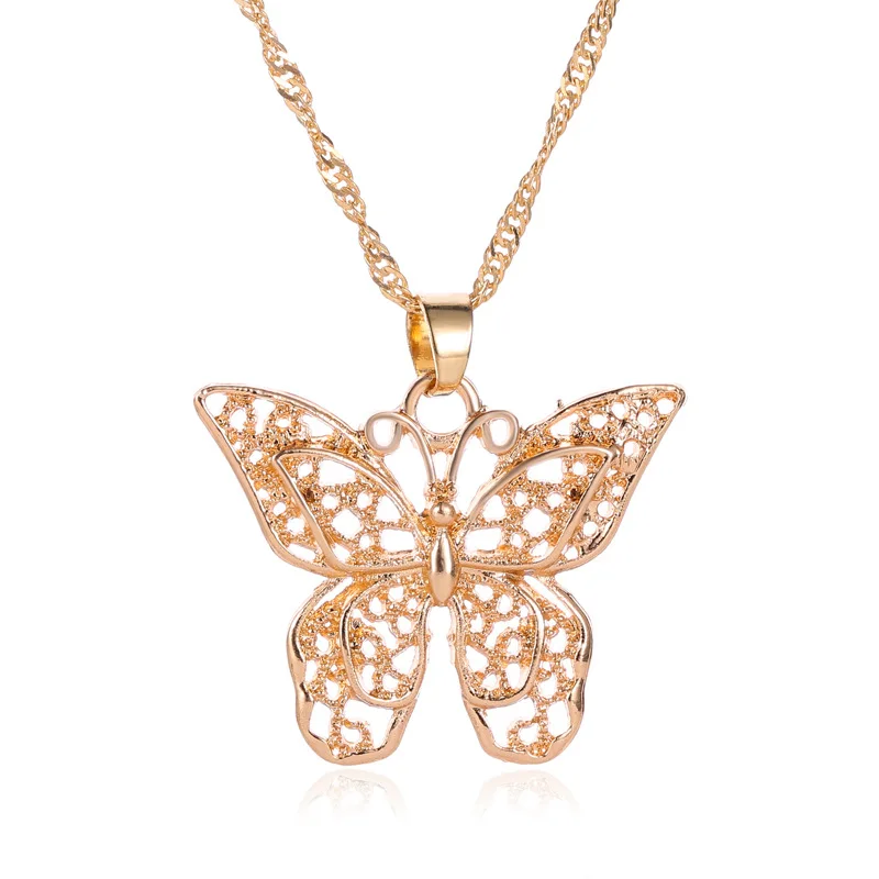 

Gold Hollow Butterfly Pendants Necklaces for Women Simple Cute Animal Gold Silver Color Clavicle Chain Jewelry (KNK5189), Same as the picture