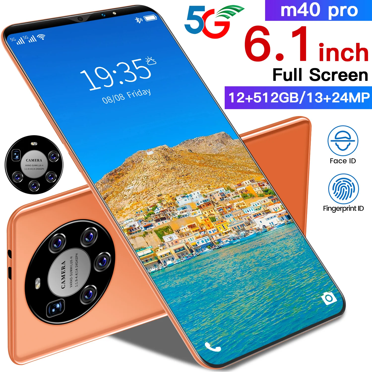 

Wholesale Mobile Phones M40 Pro 12GB + 512GB Large Memory Smart Phones 6.1 inch Full Screen Dual SIM Android Cellphone