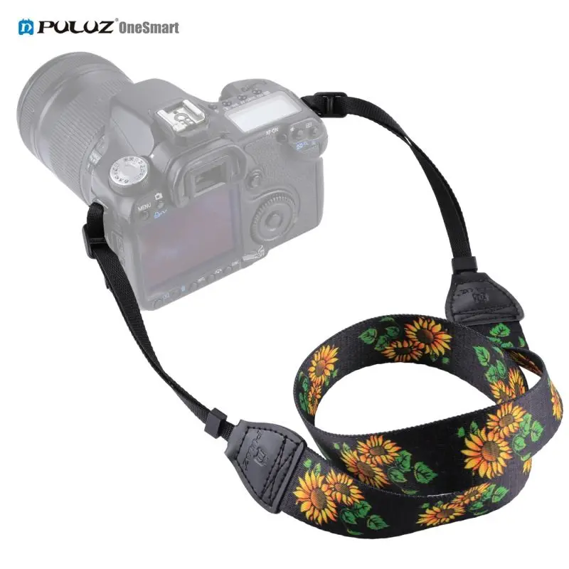 

2021 Wholesale PULUZ Retro Ethnic Style Quick Release Sunflower Shoulder Neck Strap Camera Rope Strap for SLR / DSLR Cameras