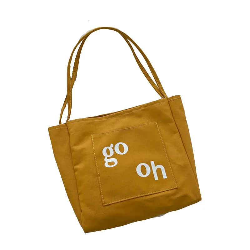 

New Arrival Fashion Yellow Travel Custom Beach Bag Cotton Canvas Bag For Girl