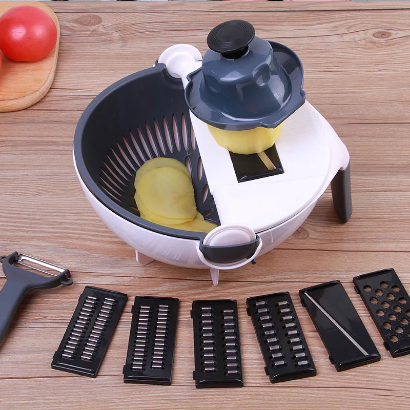 

Multifunctional Double Layer Quick Chopper Slicer Fruits Storage Wash Drain Basket Kitchen Gadgets Vegetable 3 In 1 Peeler